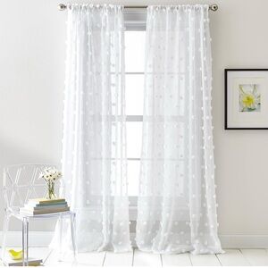 DKNY Ella Sheer Window Curtain Panel Pair, 50 x 84 inch, White